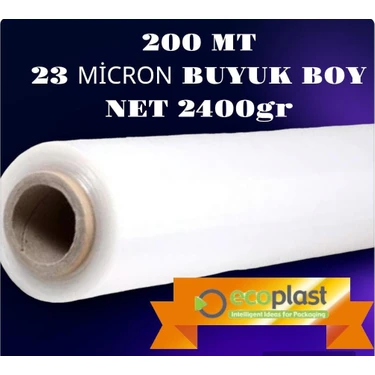 Ecoplast Büyük Boy 200 mt 23 Mikron Palet Streci Net 2400 gr Streç 50