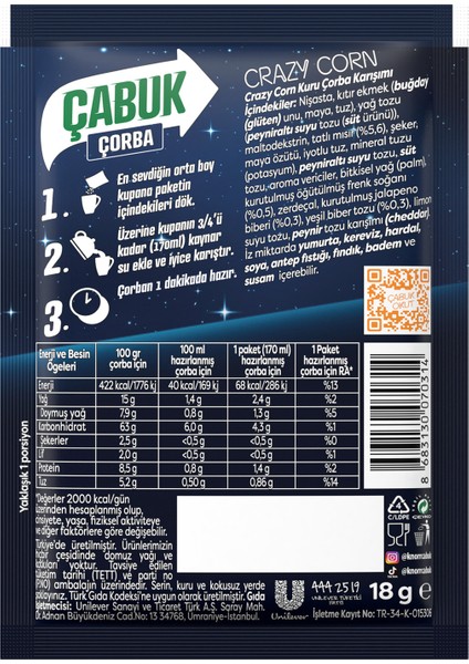 Çabuk Çorba Gececiler Crazy Corn 18 gr