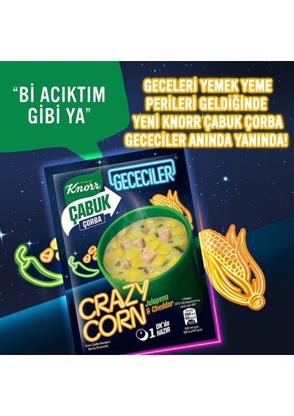 Çabuk Çorba Gececiler Crazy Corn 18 gr fırsatları