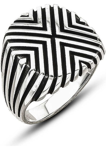 Gümüş Desenli Erkek Yüzük