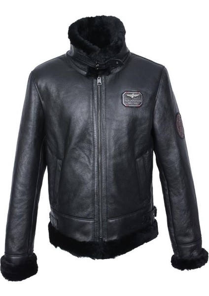 Pilot Model Spor Erkek Deri Mont Siyah Renk fırsatları