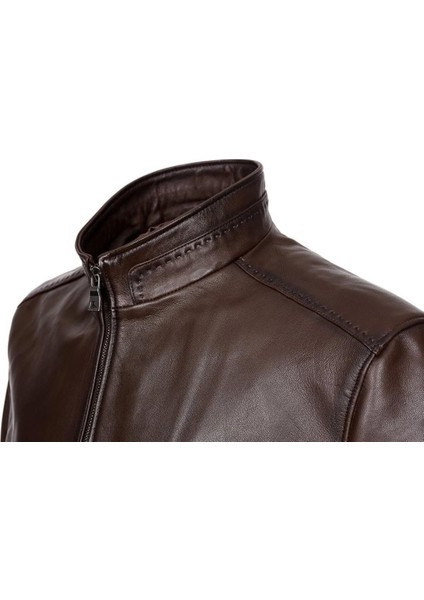 Fındık Renk Beli ve Kolu Lastikli Deri Mont fırsatları