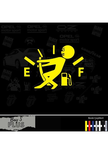 Oto Yakıt Depo Kapağı Sticker Sarı 15 cm 001