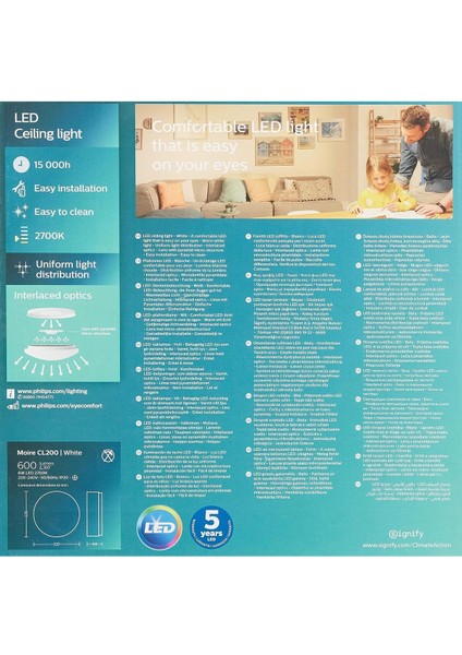 CL200 Fonksiyonel Tavan Lambası 6W 2700K Sarı Işık Entegre LED