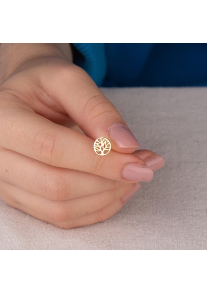 14 Ayar Altın Hayat Ağacı Küpe