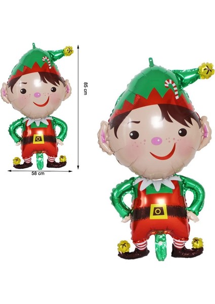 Yılbaşı Kırmızı Yeşil Renk Elf Şekilli Folyo Balon 85X58 cm 1 Adet fiyatları