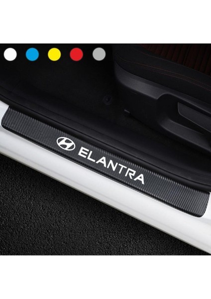 Hyundai Elantra Için Uyumlu Aksesuar Oto Kapı Eşiği Sticker Karbon 4 Adet 001