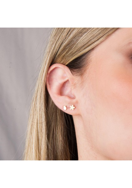 14 Ayar Altın Minik Elma Küpe modelleri