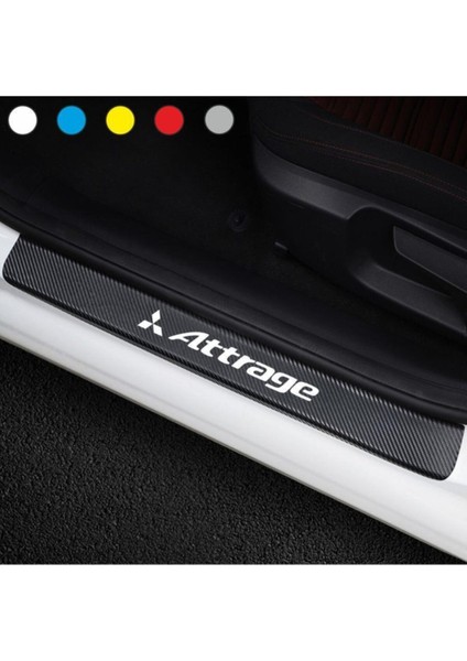 Mitsubishi Attrage Için Uyumlu Aksesuar Oto Kapı Eşiği Sticker Karbon 4 Adet 001