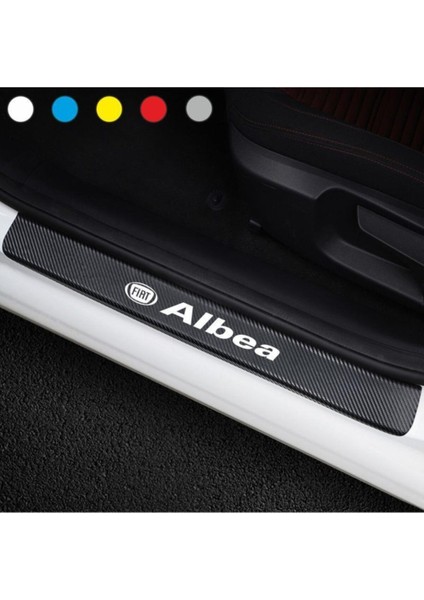 Fiat Albea Için Uyumlu Aksesuar Oto Kapı Eşiği Sticker Karbon 4 Adet 001
