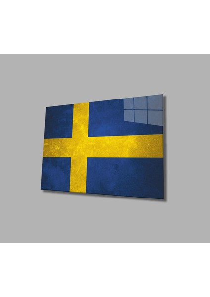 Isveç Bayrağı Cam Tablo Swedish Flag