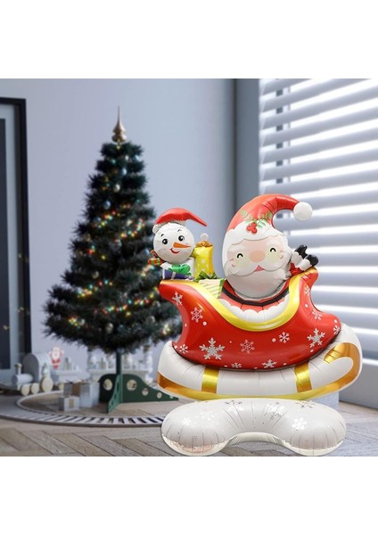 Yılbaşı Noel Baba ve Kızağı Süpershape Folyo Balon 112X95 cm 1 Adet