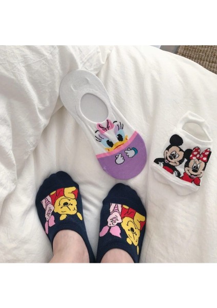 Kadın 5'li Desenli Babet Çorabı