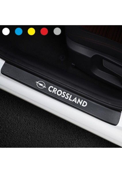 Opel Crossland Için Uyumlu Aksesuar Oto Kapı Eşiği Sticker Karbon 4 Adet 001