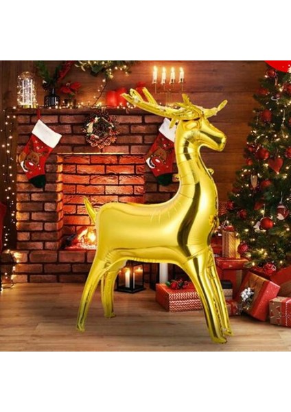 Yılbaşı Altın Renk Geyik Şekilli Folyo Balon 122,5X83,5 cm 1 Adet