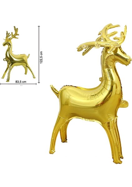 Yılbaşı Altın Renk Geyik Şekilli Folyo Balon 122,5X83,5 cm 1 Adet fiyatları