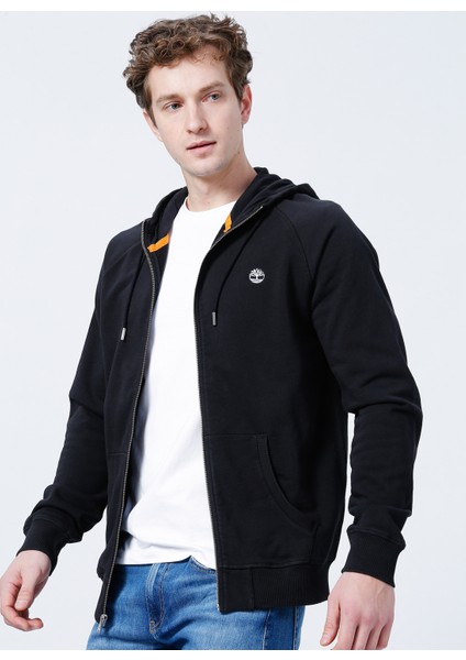 Kapüşon Yaka Siyah Erkek Sweatshırt TB0A2F6Y0011 E-R Basic Reg Zip Thru
