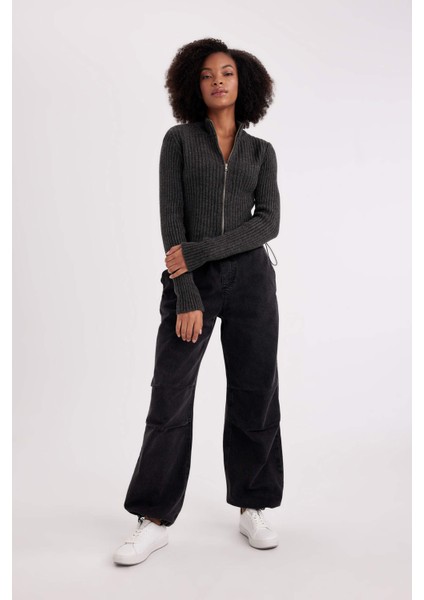 Jogger Normal Bel Bağcıklı Paça Uzun Jean Pantolon B5478AX23CW