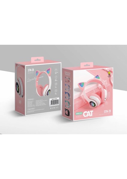 Stn-28 Kablosuz Kedi Kulaklık - Pembe