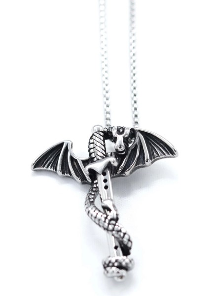 Stainless Steel Sword Dragon Necklace