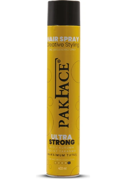 Pak Face Ultra Saç Spreyi 400 ml Pak Face Sprey Sarı