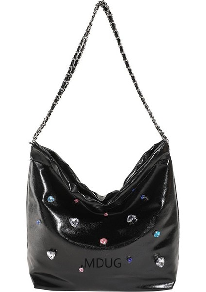 Niş Moda Renkli Elmas Zincir Crossbody Bez Doku Çanta (Yurt Dışından)