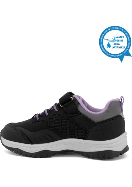 FK23-1572 Filet Kız Çocuk Outdoor Ayakkabı Siyah - Lila