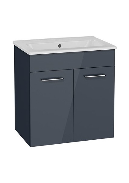 Mia 67784 Lavabo Dolabı, 60 Cm, Parlak Antrasit