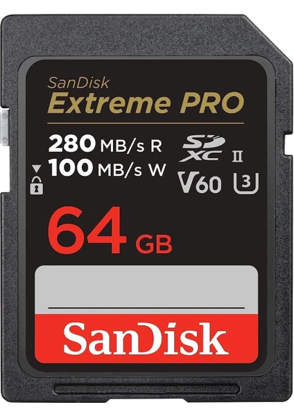 Extreme Pro 64GB SDSDXEP-064G-GN4IN 280MB/S Uhs-Iı Sdxc 6k-4k UHD Hafıza Kartı