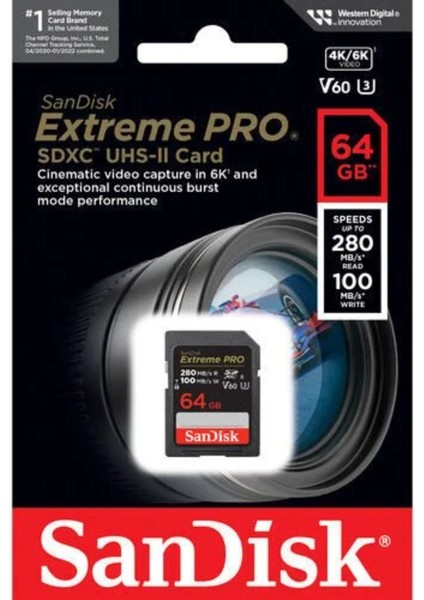 Extreme Pro 64GB SDSDXEP-064G-GN4IN 280MB/S Uhs-Iı Sdxc 6k-4k UHD Hafıza Kartı