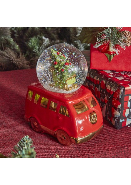 New Year Yılbaşı Minivan Kar Küresi 15X9X19 cm