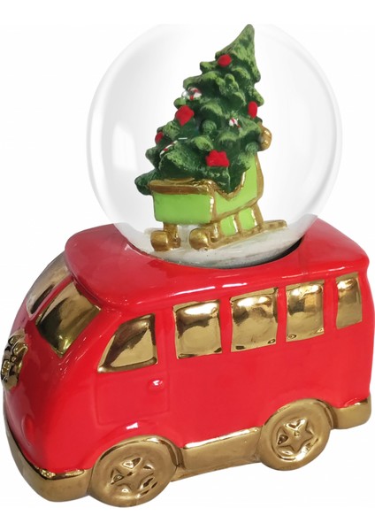 New Year Yılbaşı Minivan Kar Küresi 15X9X19 cm