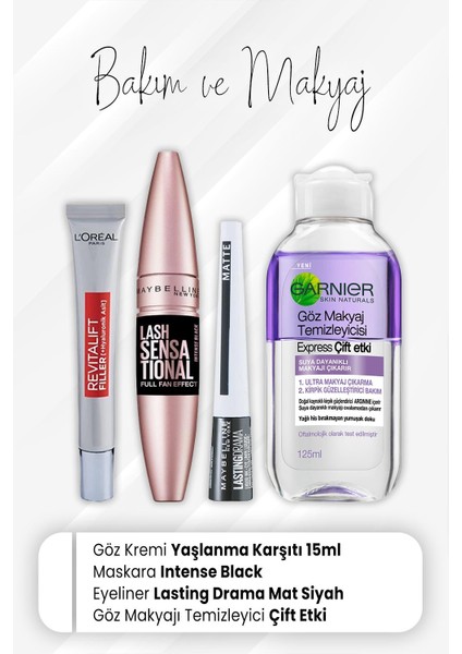 L'Oréal Paris Loreal Paris Revitalift Filler Göz Kremi, Full Fan Intense Black, Drama Mat Eyeliner ve Express Çift Etki 125 ml