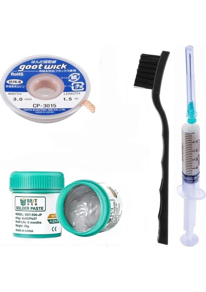Krem Lehim Solder Paste 183°C SN63/PB37 50G Flux Lehim Toplama CP3015 Lehim Emme Teli 3,0 mm