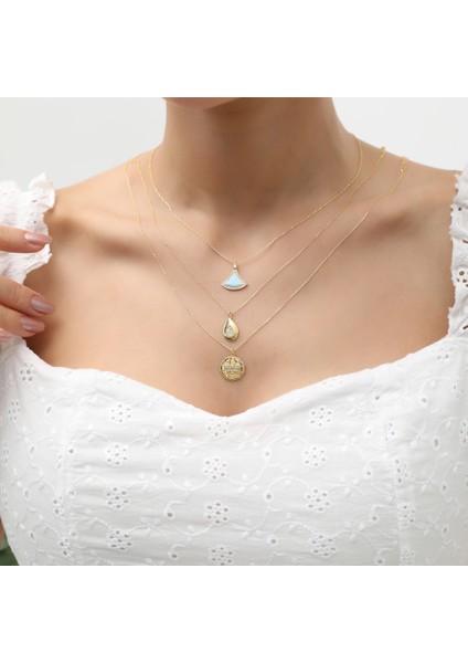 Jewelry 0.078 Karat Pırlantalı Damla Zincir Kolye KRS-N146-14GNZ