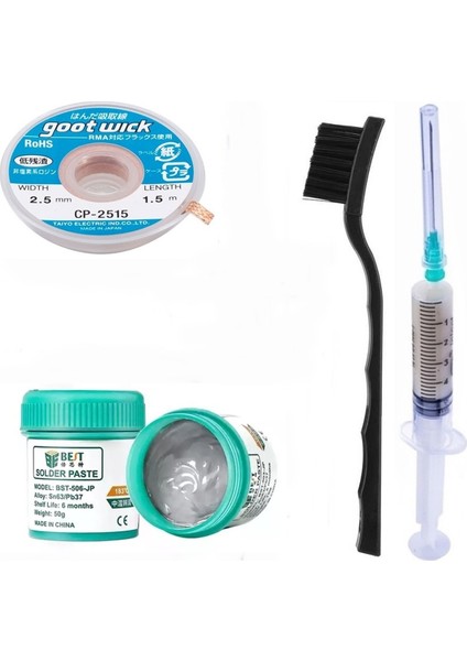 Krem Lehim Best Solder Paste 183°C SN63/PB37 50G Flux Lehim Toplama CP-2515 Lehim Emme Teli 2,5 mm