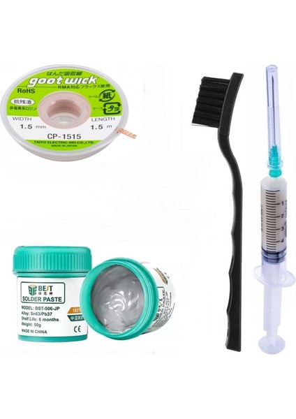 Krem Lehim Solder Paste 183°C SN63/PB37 50G Flux Lehim Toplama CP-1515 Lehim Emme Teli 1,5 mm