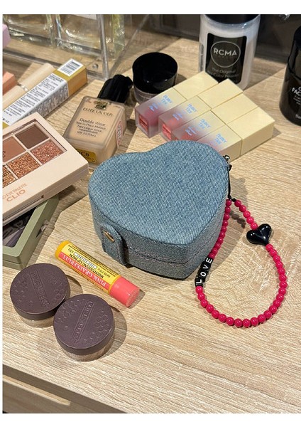Kalp Şeklinde Kek Mini Mücevher Kutusu Retro Denim Taşınabilir Yüzük Takı Saklama Kutusu (Yurt Dışından) modelleri