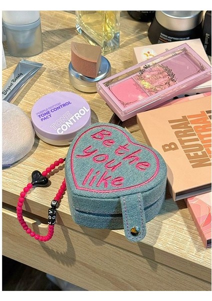 Kalp Şeklinde Kek Mini Mücevher Kutusu Retro Denim Taşınabilir Yüzük Takı Saklama Kutusu (Yurt Dışından) fırsatları