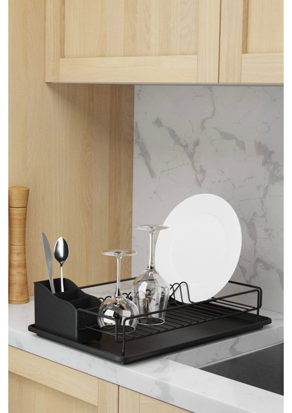 Tek Katlı Tabaklık Bulaşıklık Komple Siyah