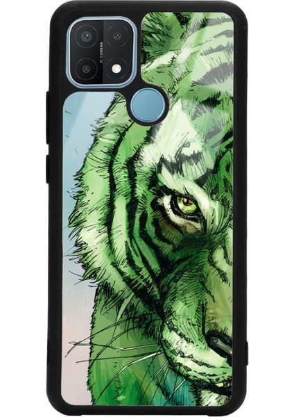 Oppo A15S Green Kaplan Tasarımlı Glossy Telefon Kılıfı