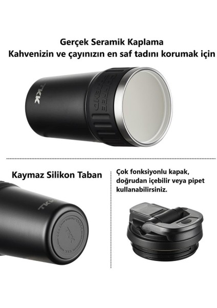 Çelik Termos Mug 630ML Mat Siyah