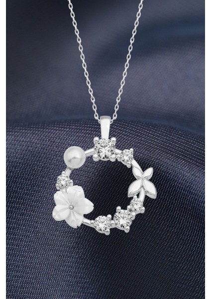 925 Ayar Gümüş Manolya Bahçesi Çiçek Kolye