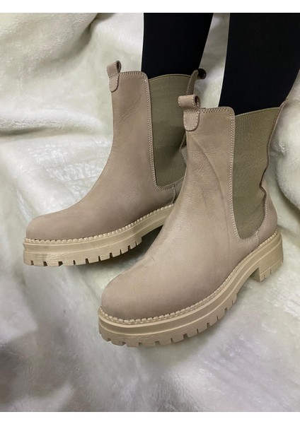 Çiğdem Bej Gerçek Nubuk Deri Yanları Lastikli Bot (Enzo B9A) - Bej - 36 - ST01643-BEJ-36 fiyatları