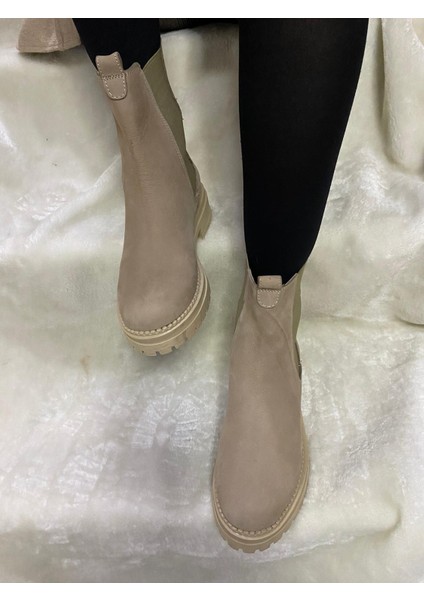 Çiğdem Bej Gerçek Nubuk Deri Yanları Lastikli Bot (Enzo B9A) - Bej - 36 - ST01643-BEJ-36 fırsatları