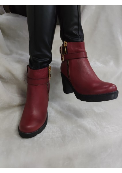 Çiğdem Gerçek Deri Platform Bordo Kadın Bot (B7A) - Bordo - 39 - ST01431-BORDO-39