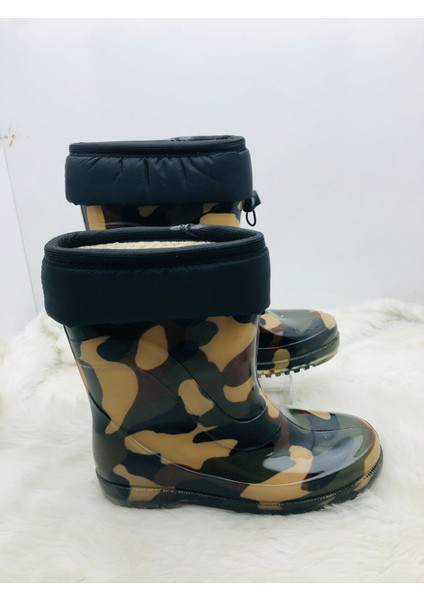 Çiğdem Içi Tüylü Kamuflaj Lastik Çizme - Renkli - 40 - ST01599-RENKLİ-40