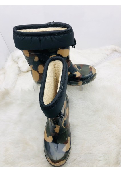 Çiğdem Içi Tüylü Kamuflaj Lastik Çizme - Renkli - 40 - ST01599-RENKLİ-40 fiyatları