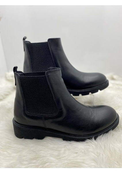 Gerçek Deri Siyah, Yanları Lastikli Bilek Boy Bot (B17) - Siyah - 39 - ST00956-SİYAH-39