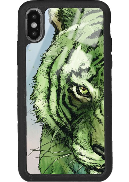 iPhone Xs Green Kaplan Tasarımlı Glossy Telefon Kılıfı